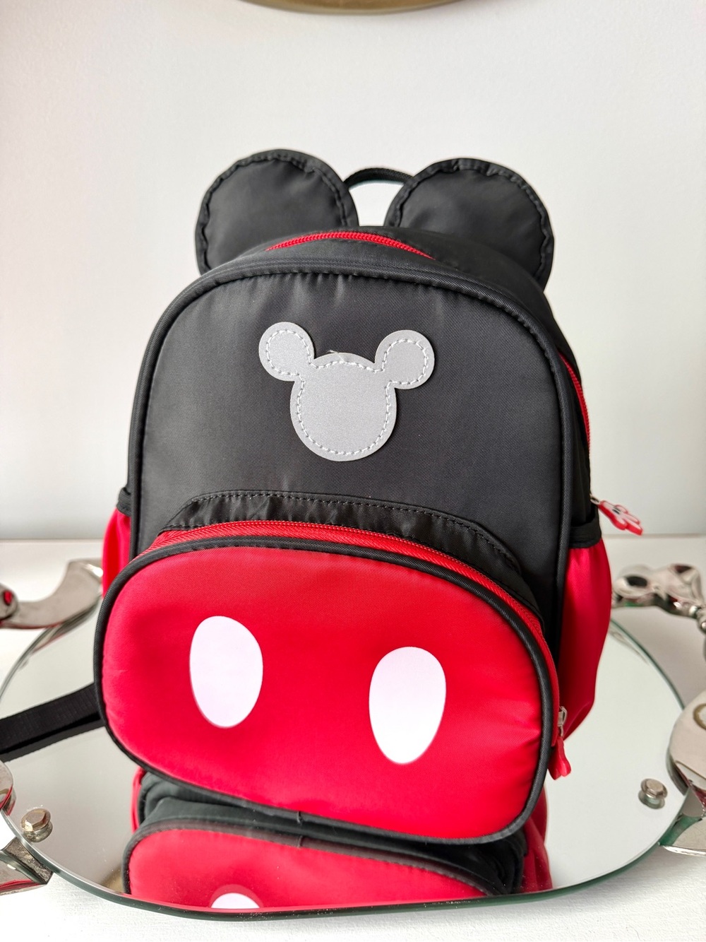 Disney Mickey Mouse Toddler Baby Mini Backpack Black Red 11.5" Ears EUC